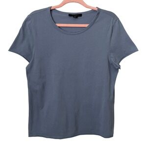 Allsaints Shirt Womens Large Blue Crew Neck Rolled Hem Boxy Lightweight Classic